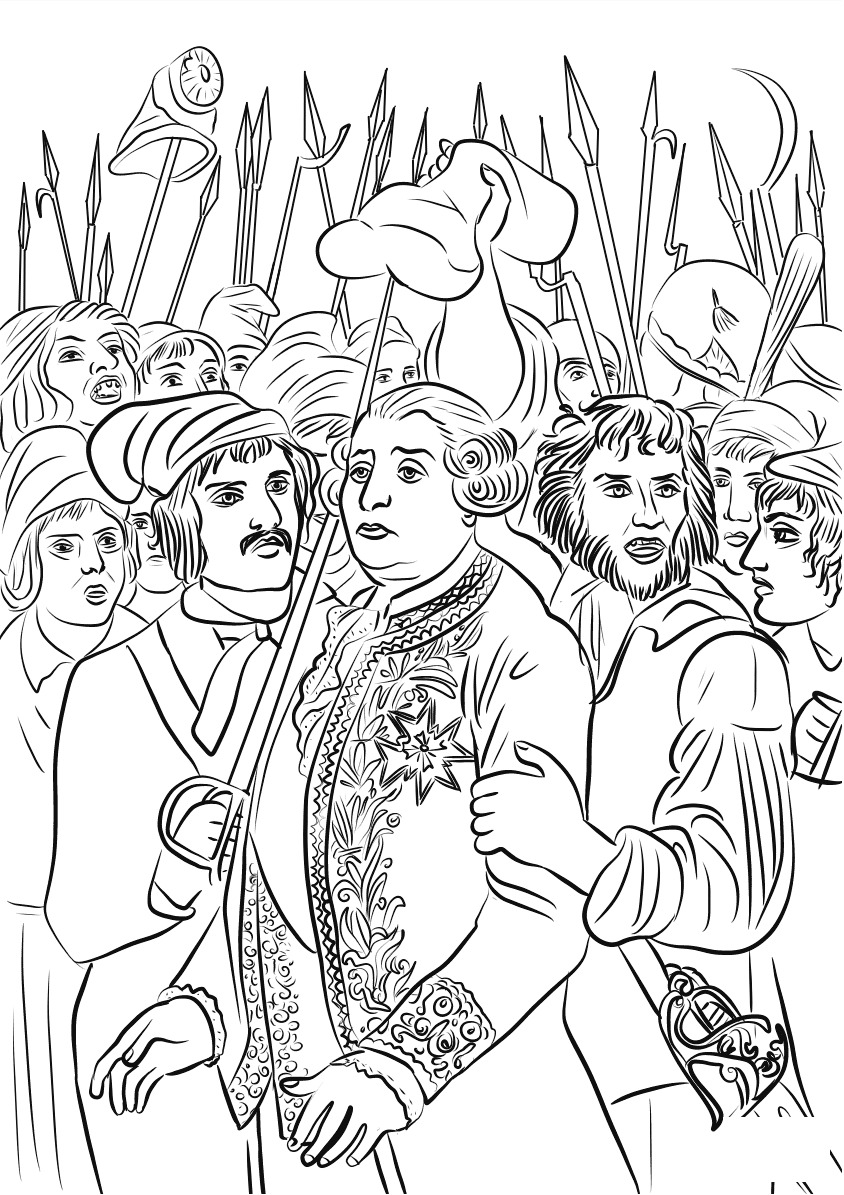 Coloriage Louis Xvi Menace Par La Foule - France à imprimer